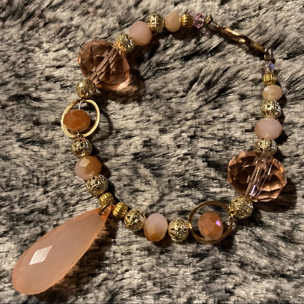 Two-tone Orange & Peach Faceted Glass Bracelet